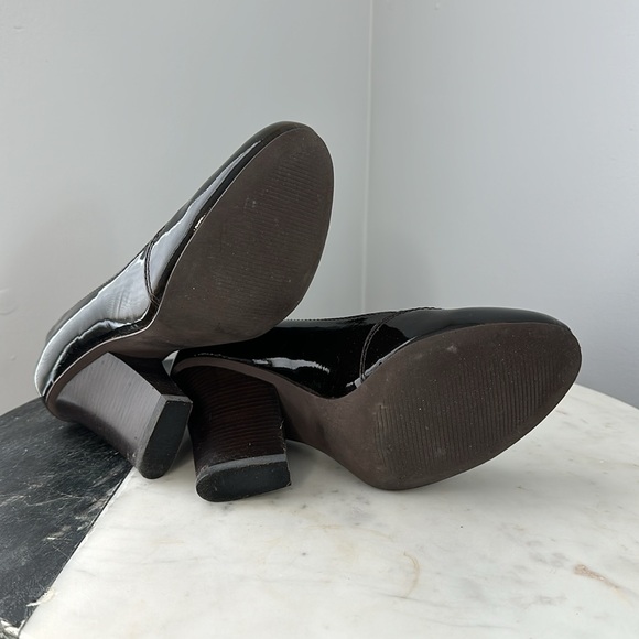 Michael Korn Lattington Chocolate Brown Patent Heeled Loafers - Picture 9 of 10